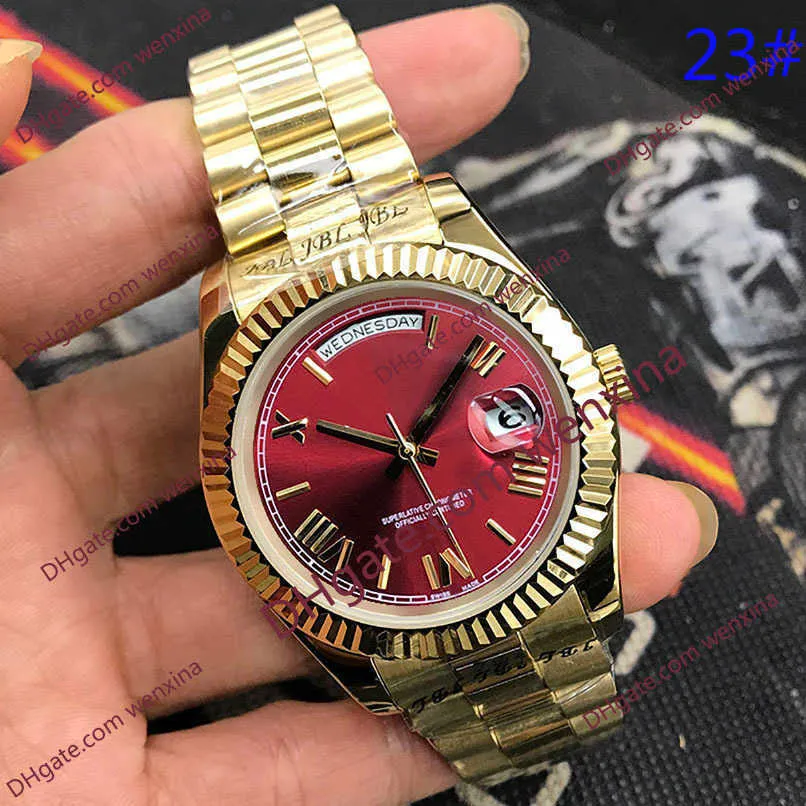 20 cores superior de alta qualidade amarelo rosa ouro presidente rosto grande data mecânica automática relógio à prova dwaterproof água aço inoxidável masculino watchc324j