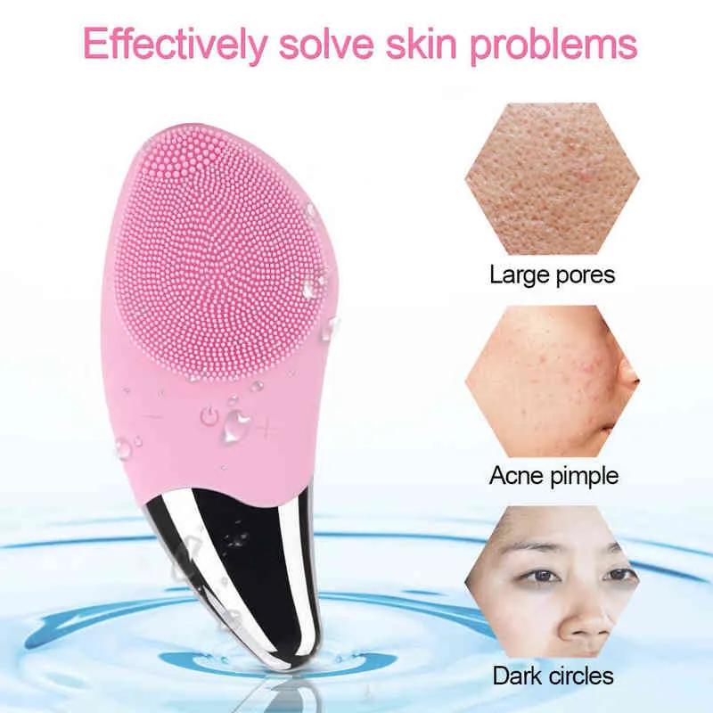 6 modes brosse nettoyante pour le visage électrique 2 en 1 Massage en silicone rechargeable visage nettoyant pour le corps outil de nettoyage de la peau en profondeur 220512