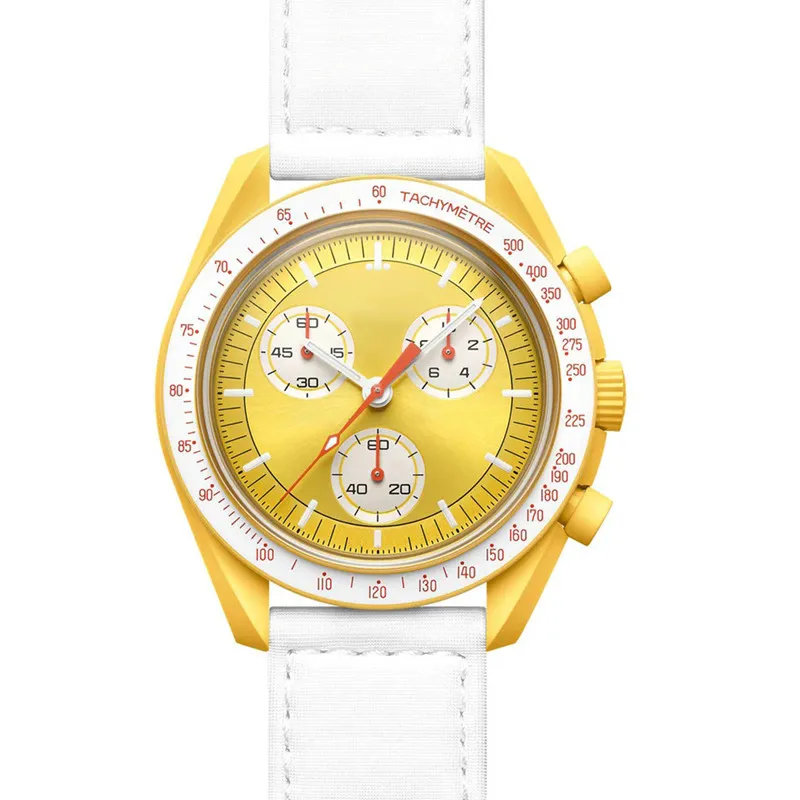 Serie espacial Planet Moon Relojes para hombre Top Marca de lujo Reloj de pulsera deportivo resistente al agua Cronógrafo 42 mm Reloj de cuarzo de nailon Relogio Mas293f