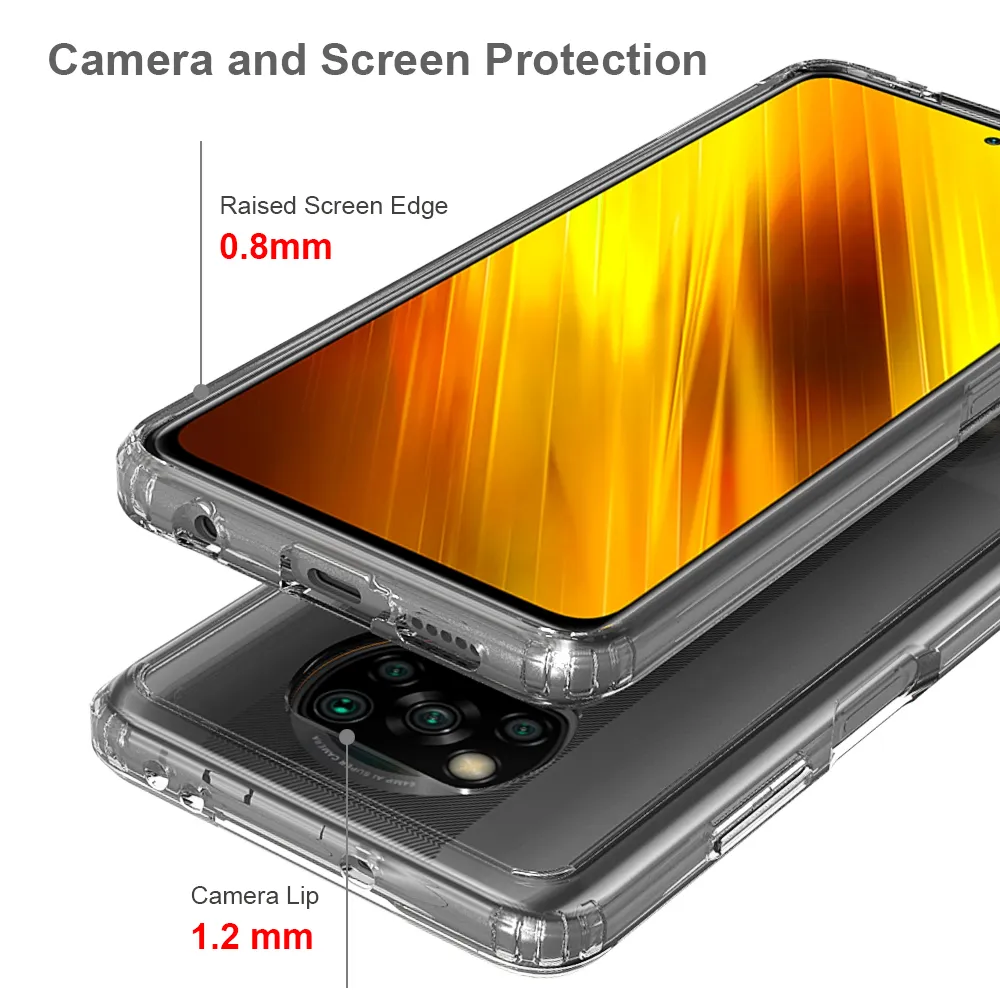 Kratzfeste, transparente Acryl-Kristall-stoßfeste Hüllen für Xiaomi Poco X3 Nfc F3m3 Pro 5g, TPU-Hartplastik-Rückseite