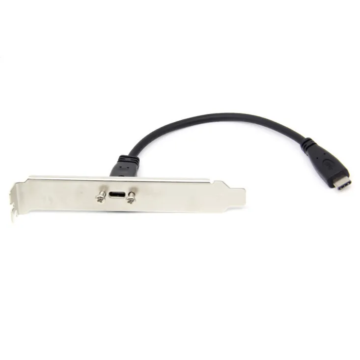 USB 3.1 Type C Man-vrouw Voorpaneelmontage Dataverlengkabel 16 Kern Zwart 20 cm