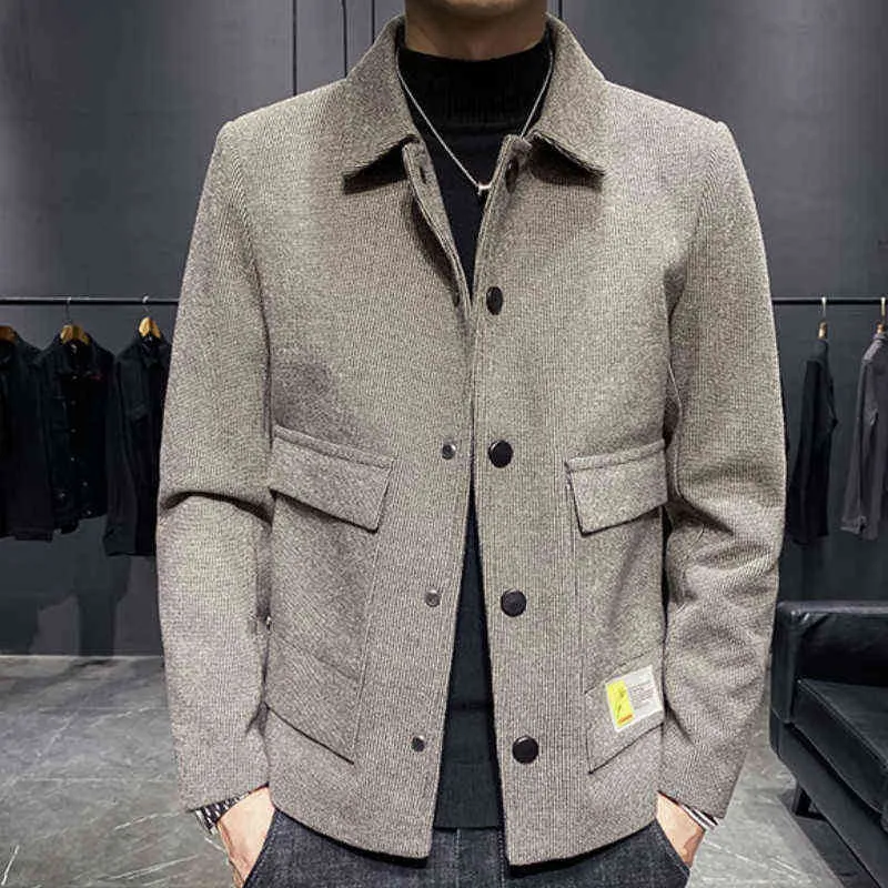 Jesienne i zimowe mieszanki wełny płaszcze solidne mężczyźni swobodne kurtki męskie płaszcze koreańskie wełniane wełniane marka marki 201120 T220810