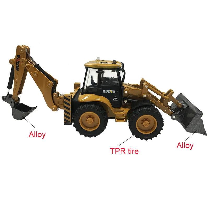 Excavadora inercial de juguete Huina, excavadora y pala de Tractor, modelo de construcción fundida a presión, camión, camión, niño, juguetes para niños, regalo de cumpleaños 220418