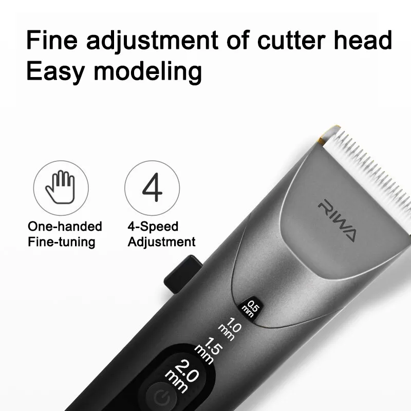 Youpin riwa hair clipper with ledスクリーン洗浄可能な充電式プロフェッショナル電気トリマーバーバーセラミックカッターヘッド21836275