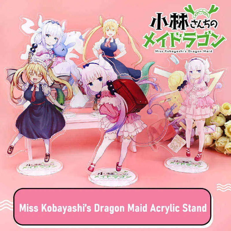 Miss Kobayashi's Dragon Maid Anime-Figuren Kanna Kamui Tohru Acryl-Standmodelle Teller Schreibtischdekoration Standschild Schlüsselanhänger Geschenke AA220318