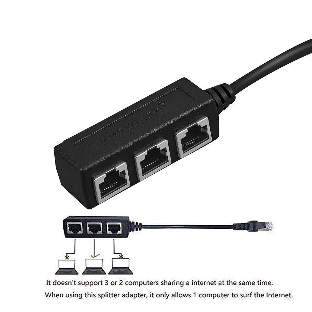 RJ45 LAN Ethernet Splitter Cable 1 masculino a 3 hubs de rede feminina Super Cat5 Cat5e Cat6 Conexão de Internet Conexão Contato