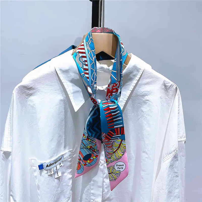 Marque de luxe Design sac sergé soie foulards femmes foulard Hijab 2022 mode cheveux écharpe chaînes bandeaux