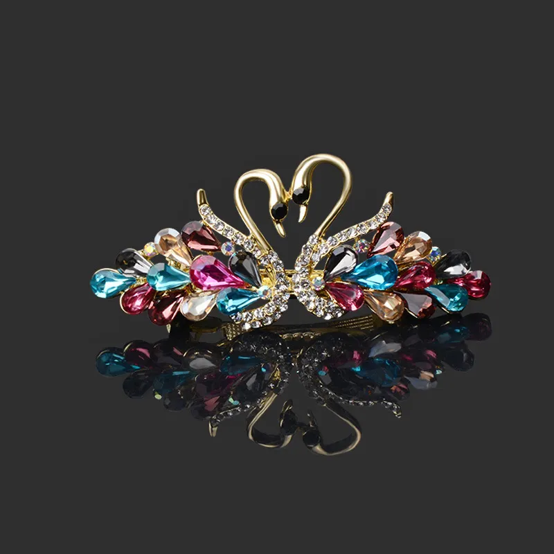 Fashion Zircon Swan Decor Bridal Hair Accessories Crystal Hair Antique Tassel Barrettes Clips Jewelry