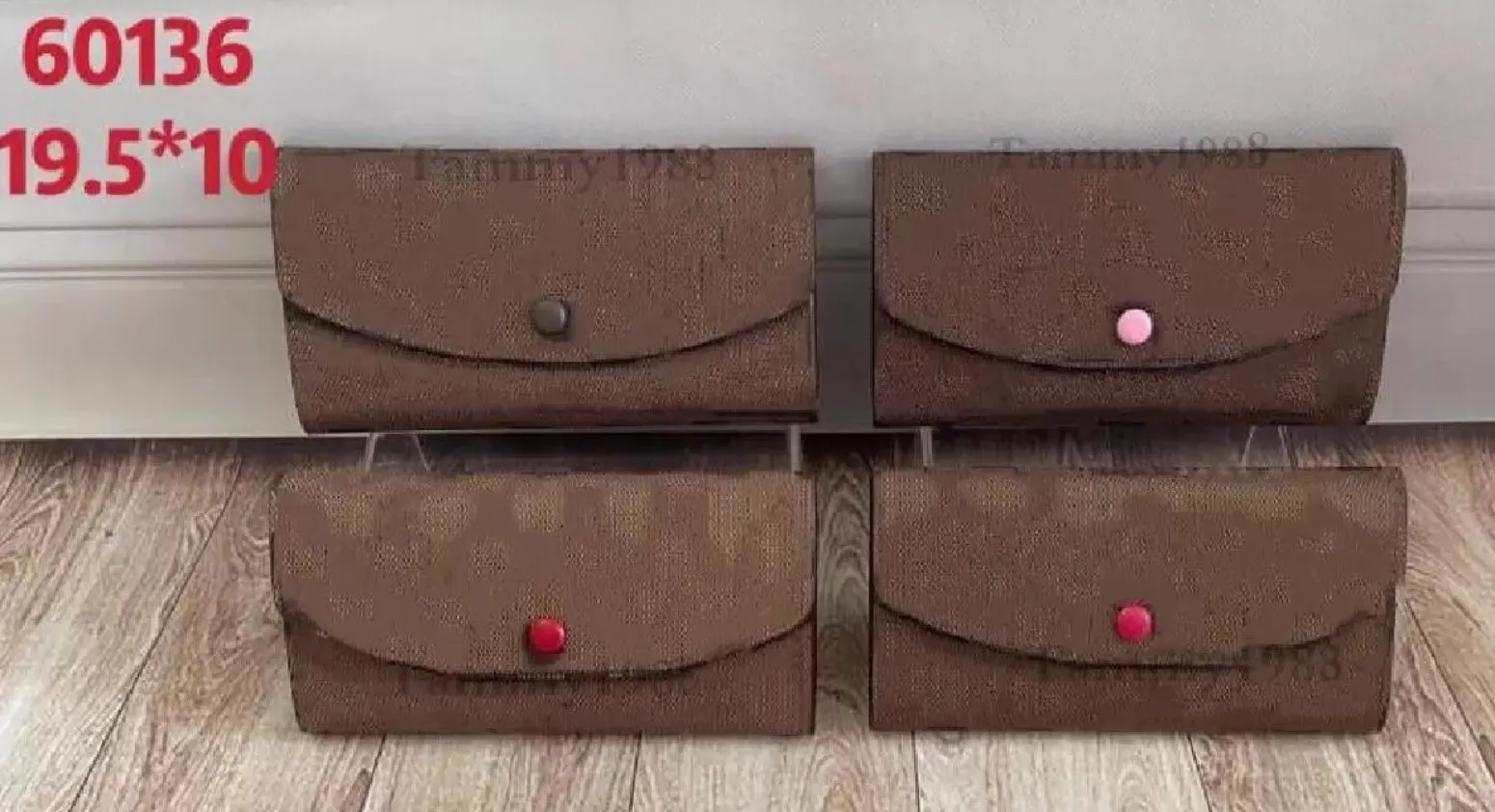 Designer Women's's's's Zipper Brown Grid Priding Carte Holders Sacs Long Pocket Pocket198Y