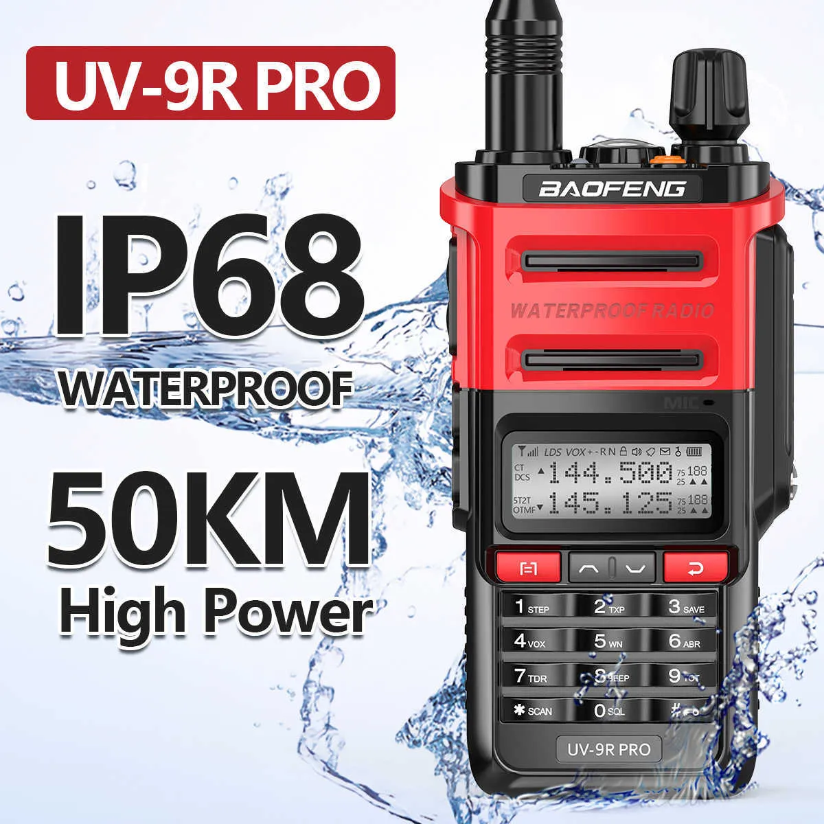 Baofeng UV-9R PRO Upgraded Dual Band IP68 Waterproof High Power 9R Plus Walkie Talkie Communications Amateur Two Way Radio