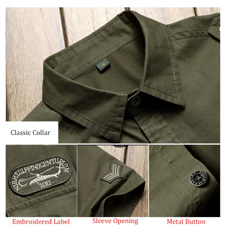 Military Shirt Men Tactics Short sleeve Summer Tops Solid color High quality 100% Cotton Pocket 5XL Plus size Man Clothes 220718310I
