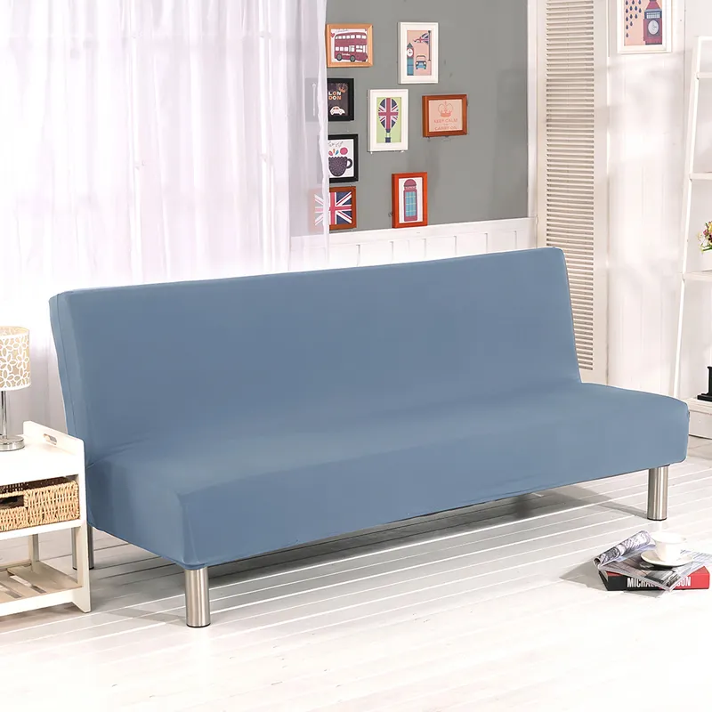 21 Solid Colors Armless Sofa Bed Cover Universal Size Elastic Couch Covers Washable Removable Slipcovers For Living Room 220617