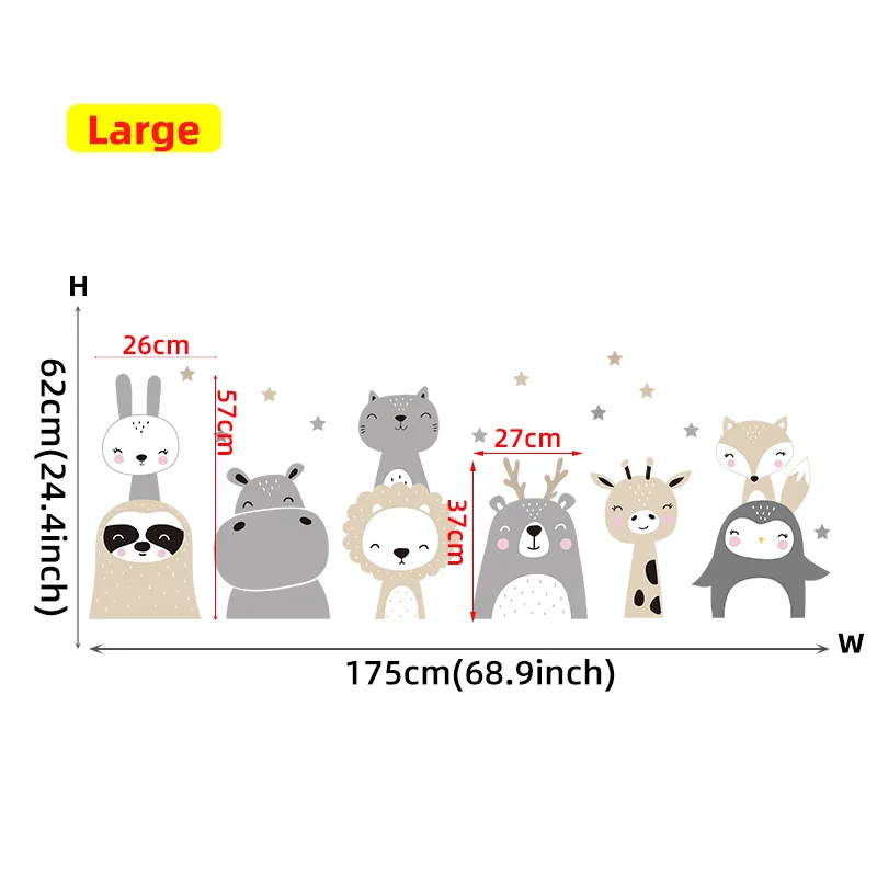 Мультфильм милый львиный кролик лесные животные звезды наклейки на стены медвежьи наклейки на стены оленя для детской комнаты детская комната спальня фрески 220727