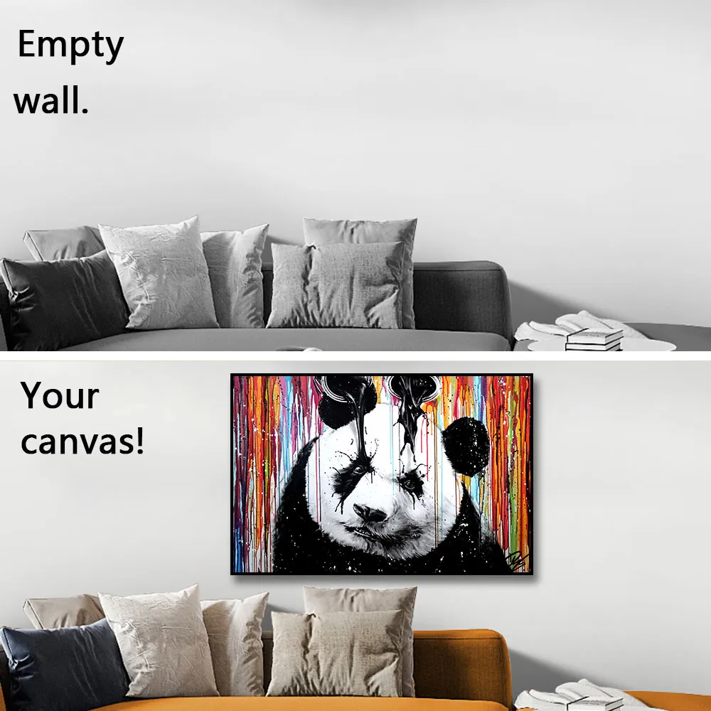 Vibrant Graffiti Style Panda Art Canvas Print ... From Yiwumeixiang, $9 ...