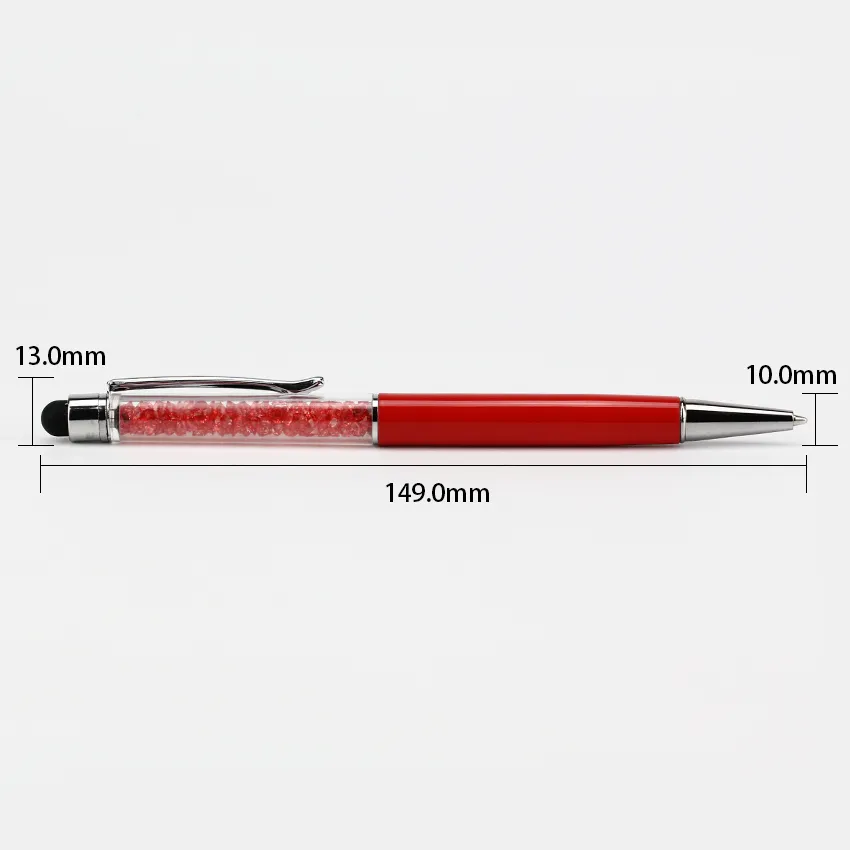 Crystal 2 In 1 Touch Pen Ballpoint Pens voor alle capacitieve schermapparaat kleurrijke stylus potlood voor mobiele telefoon pc -tablet