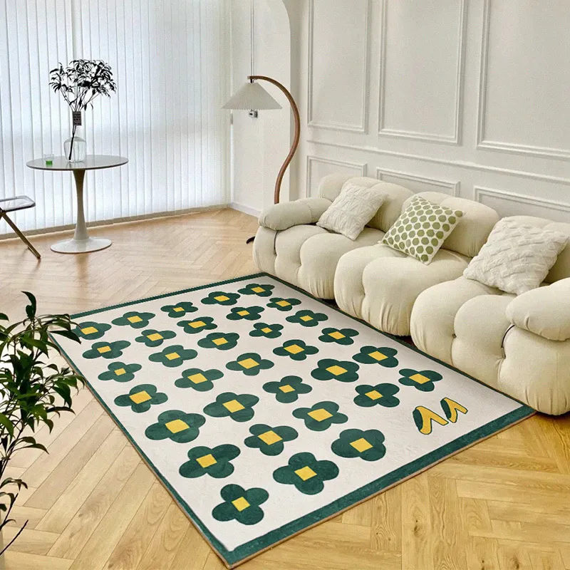 Simplicité nordique damier salon tapis table basse couverture chambre tapis de sol enfant tapis doux, décor de chambre mignon, tapis