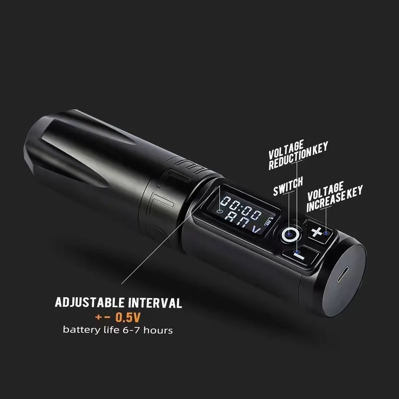 Arrival Wireless Battery LED Display Tattoo Machine Gun Pen Portable Strong Japan Motor Equipment 220624