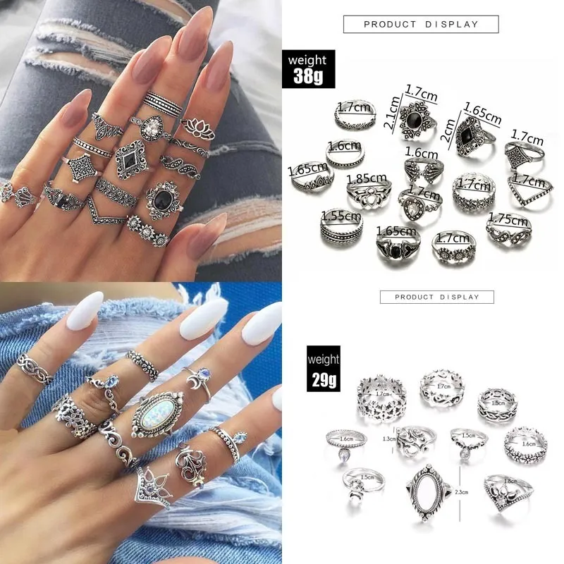 30 Styles Trendy Boho Midi Knuckle Ring Set voor vrouwen Crystal Geometric Finger Rings Fashion Boheemse sieraden 220719