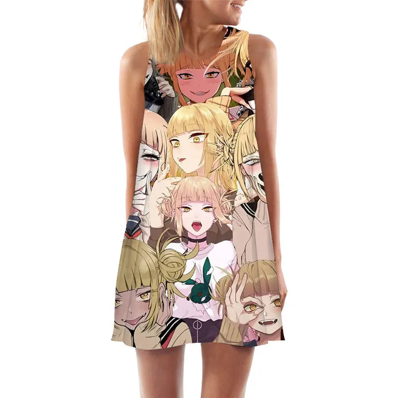 Canotte da donna Abito Anime Boku No Hero Academia Himiko Toga Stampa 3D Abito da spiaggia allentato Abito corto da donna corto W220617