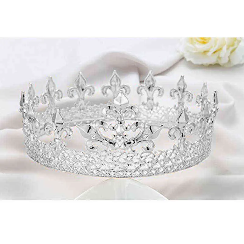 Baroque Vintage Royal King Crown For Men Full Round Sliver Big Gold Tiaras And Crowns Prom Party Costume Hair Accessories Men H2208259170