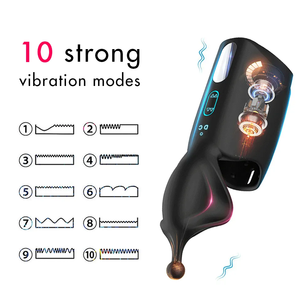 Krachtige 10 Snelheden Vibrator Glan Massager Penis Stimulatie Vertraging Trainer Mannelijke Masturbator sexy Machine Speelgoed voor Mannen Volwassenen