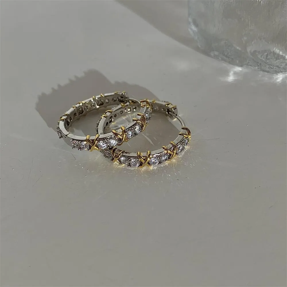 Choucong Clip Earring Prosta biżuteria mody 18k biały złoto wypełnienie okrągły biały topaz cz diamentowy szlachetki Kobiety ślubne 317L