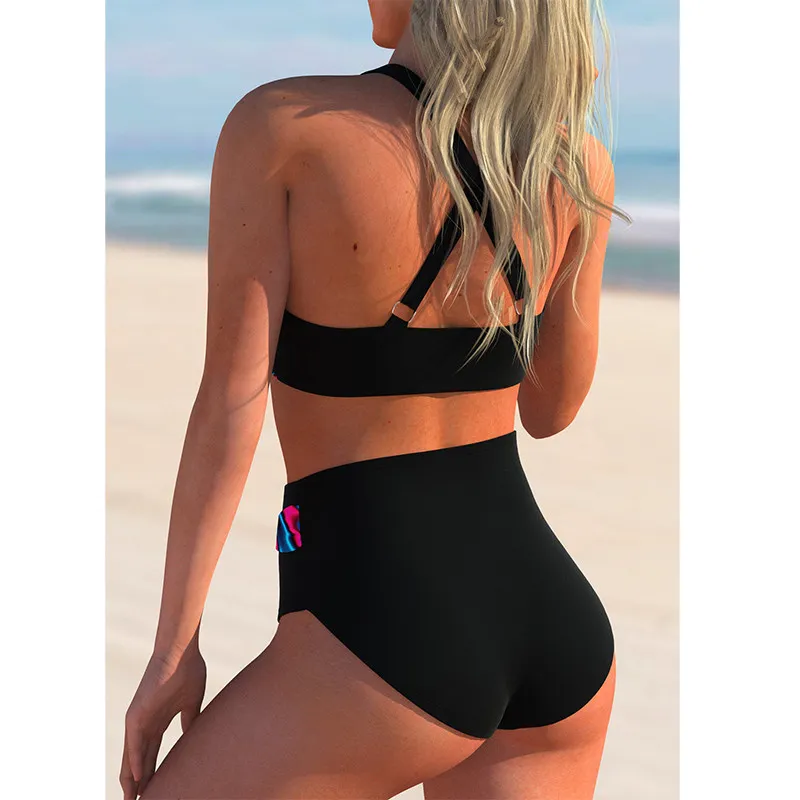 Kobiety z bikini wysokiej talii pchnij seksowne stroje kąpielowe kostium kąpielowy Kobietowy letni druk na stroje kąpielowe na plażę plus size 220527