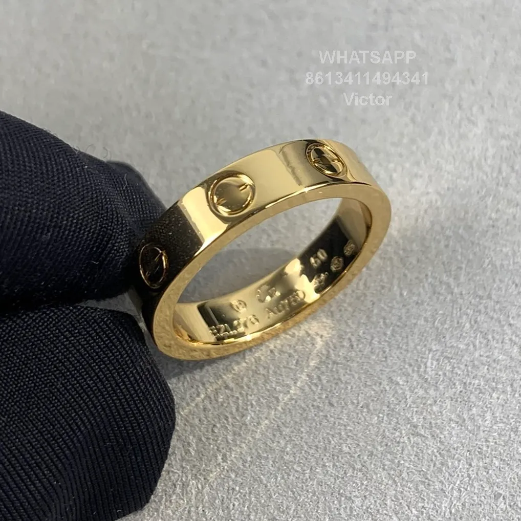 3 Mmm Love Ring V Gold 18K ne s'estompera jamais d'anneau étroit sans diamants de luxe Marque Reproductions officielles Couple d'anneaux Adita Exq255S