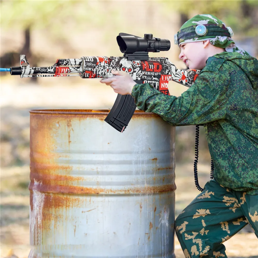 AK-47 젤 볼 총 페인트 볼 권총 물총 전기 소총 스나이퍼 성인을위한 소년 CS 전투 야외 게임