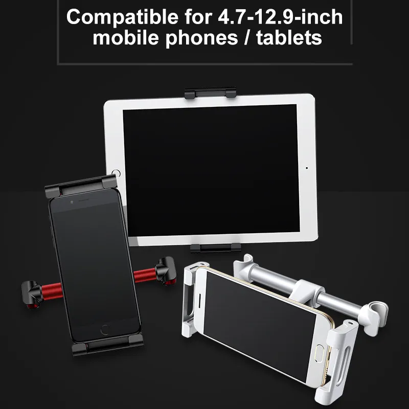 태블릿 PC 스탠드 iPad 용 자동차 뒷좌석 헤드 레스트 마운트 홀더 4.7-12.9 인치 360 회전 범용 자동 자동차 전화 스탠드