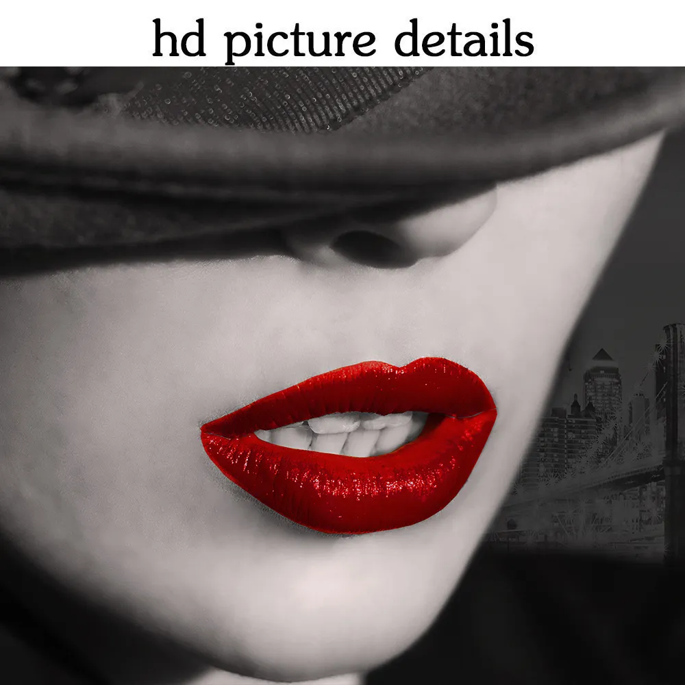 Moderne Porträt Poster Drucke Wand Kunst Leinwand Malerei Sexy Frauen Rote Lippen Bilder für Wohnzimmer Dekoration Zubehör