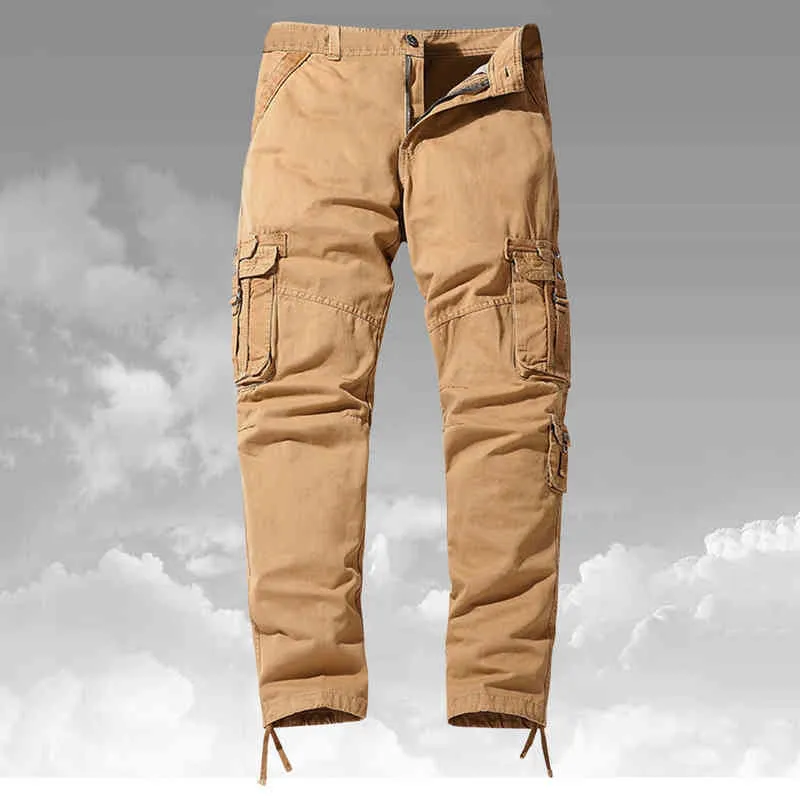 Mens suelto casual multi bolsillo recto color sólido al aire libre monos pantalones de moda simple de alta calidad pantalón envío rápido G220507