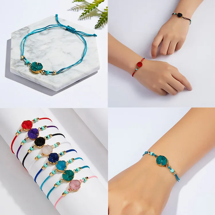 Natuursteen Armbanden Voor Vrouwen Stretch Maan Cirkel Decoratieve Verstelbare Streng Armbanden Voor Koppels Vriendschap Gift292C