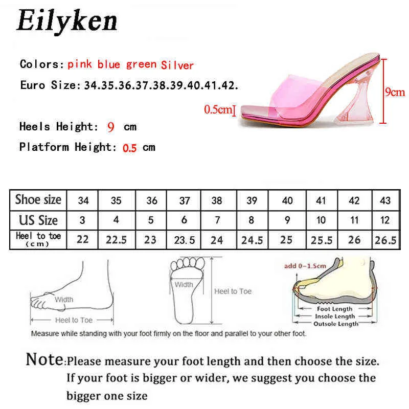 Eilyken nouvelle mode bout carré femmes pantoufles Pvc Transparent bout ouvert talons hauts chaussures cristal talon sandales
