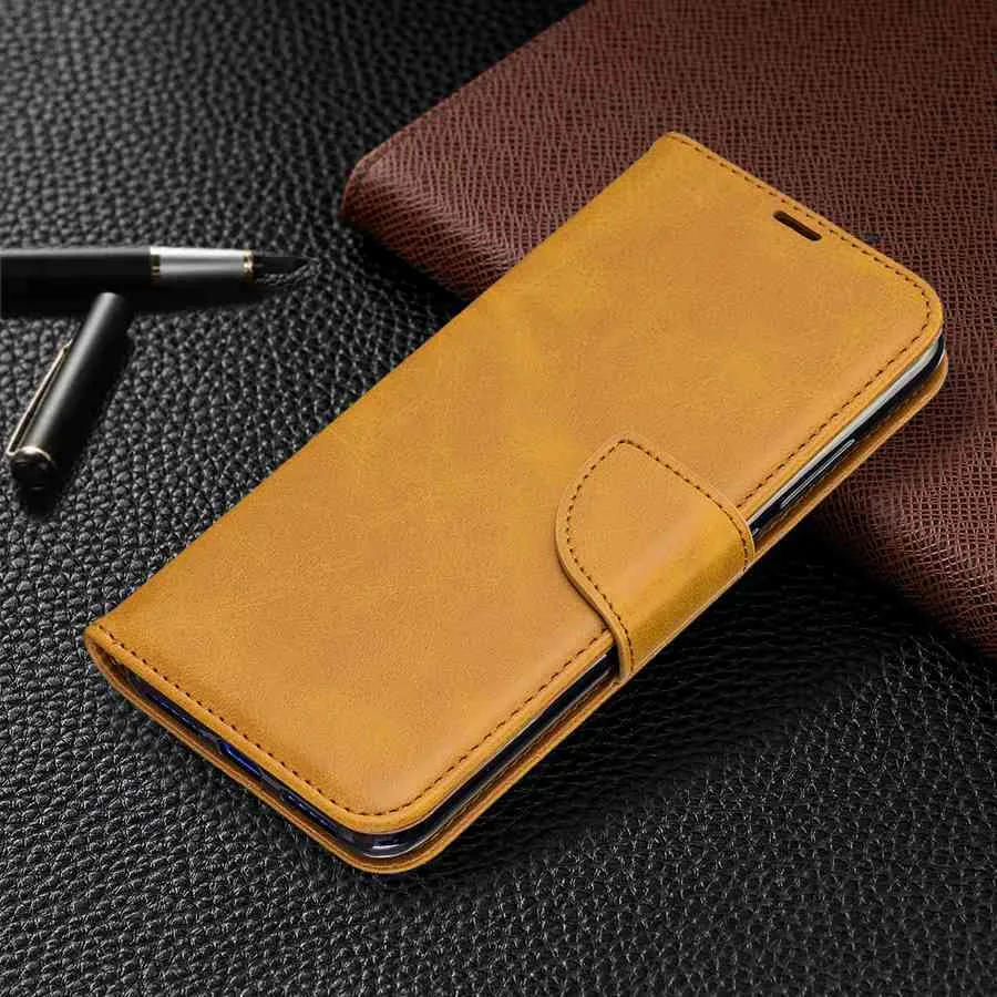 Sheepskin Leather Cases For Xiaomi Mi POCO X3 Note 10 Pro CC9 5 6 6A 7 7A 8 8A 9Pro Flip Stand Wallet Case