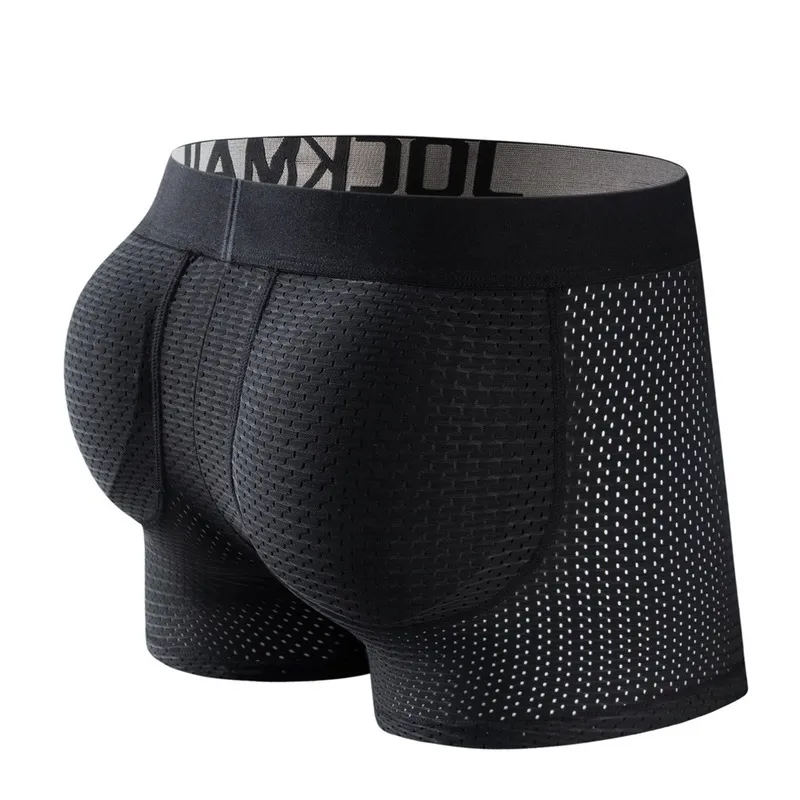 Uomini sexy biancheria intima imbottita Mesh Boxer Buttoceks Lifter Ingrandisci Butt Push Up Pad Mutande cueca Pene Pouch Mutandine Trunks 220423