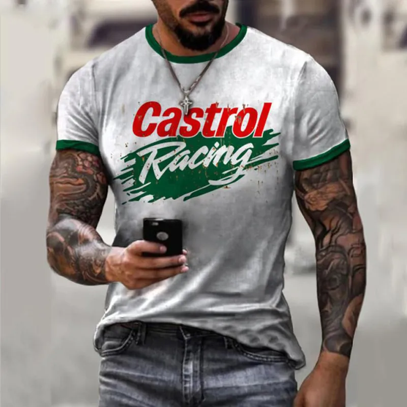 Wysokiej jakości koszulka Tshirt Drop Thirt dla mężczyzn projekt wyścigów motocykl oleju Tshirt Streetwear Oversize Tops 220521