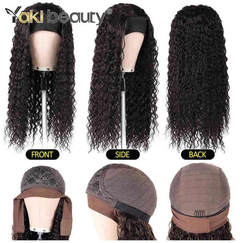 28 Zoll Lange Afro Verworrene Lockige Stirnband Perücken Synthetische Eis Für Schwarze Frauen Ombre Welle Organische Faser Haar 220707