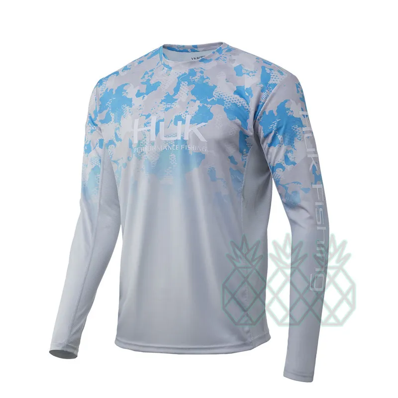 HUK Mens Camo Long Sleeve Fishing Shirt Performance Fishing Shirt Quick Drying Outdoor Clothing Sunscreen Anti-uv Fishing Jersey 220812