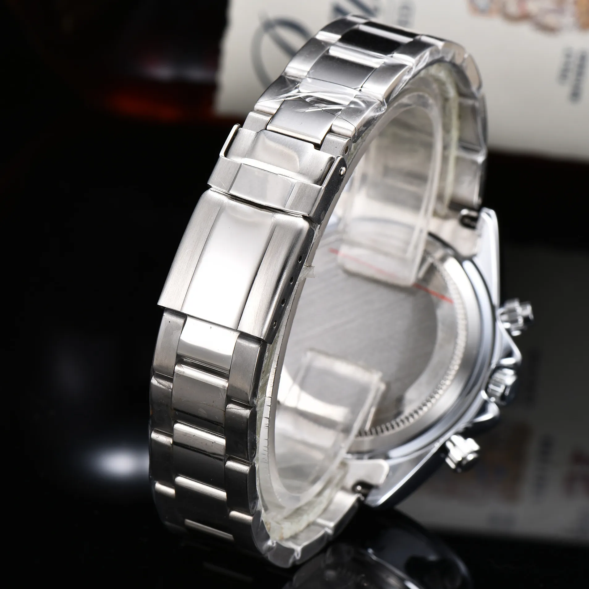 Ny klocka automatiskt mode rostfritt stål keramiska armbandsur män timme hand kvarts rörelse högkvalitativ metallband vattentät266s
