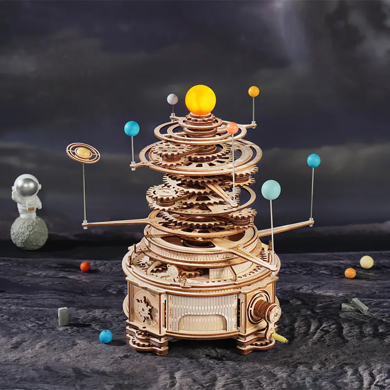 Robotime Rokr Mechanical Orrery 316 st Rotertable DIY 3D TROE PUZZLES MODEL Byggnadssatser Toy Gift for Teens Adult ST001 220715