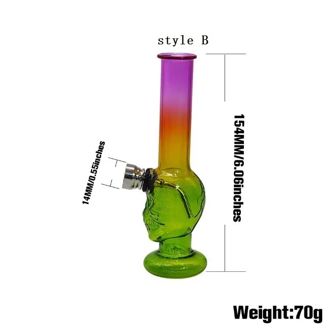 Acrylic Bongs Smoke Tobacco Pipe Two Style with Gradient Color Water Bong for Retail or Wholesale