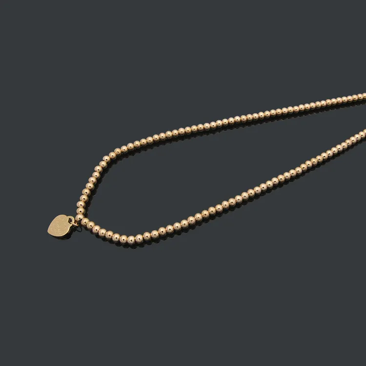 Topkwaliteit roestvrijstalen kettingen klassieke stijl goud vergulde 3 kleuren bal hart hangers ketting vrouwen designer sieraden groothandel 221s