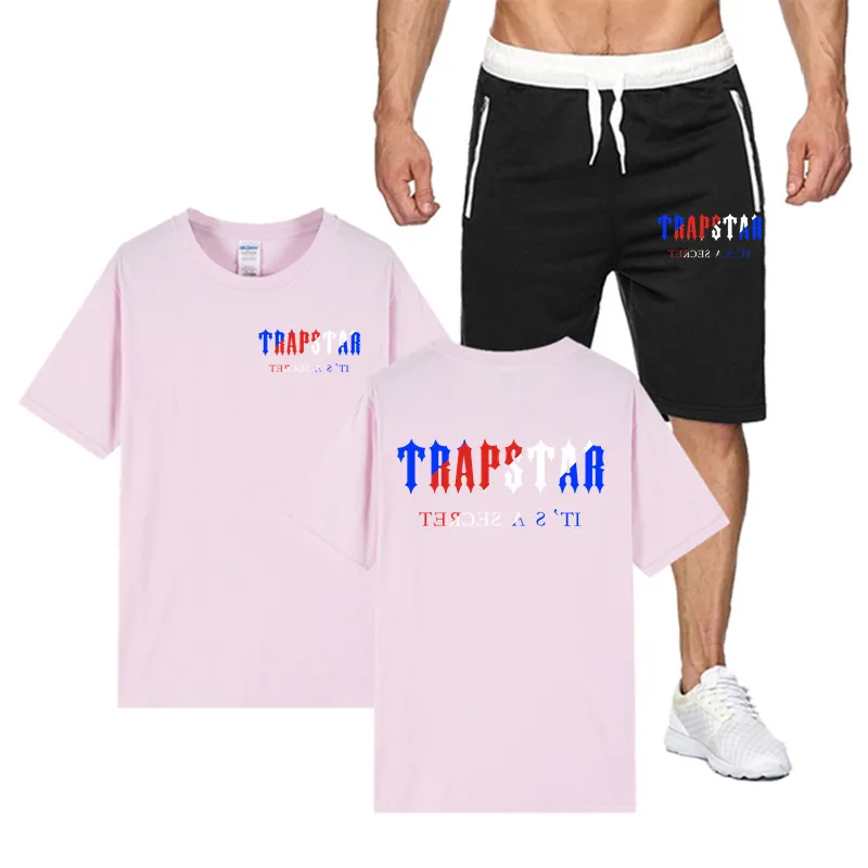Trapstar Summer Fashion Marka Casual Men's Suit Track Sportswear Suit męski garnitur sportowy krótki rękawki krótkie krótkie set 220607