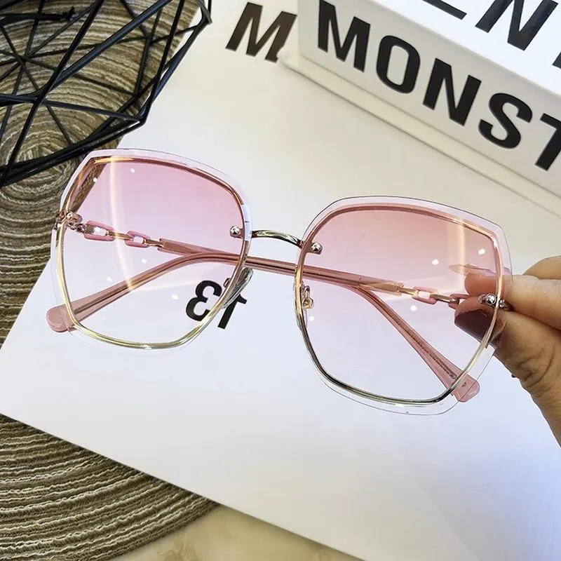 Sonnenbrille hohe Qulity Damen Randless Square 2022 Sonnenbrillen Vintage Shades Weibliche Damen rosa Augenwinkel205H