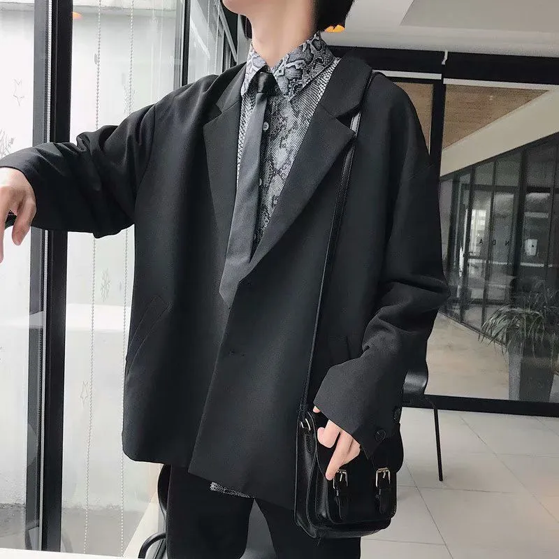 Blazers Mannen Lente Enkele Knop Losse Zakken All-Match Trendy Casual Koreaanse Stijl Retro Heren Pakken Ulzzang Chic Tops harajuku 220801