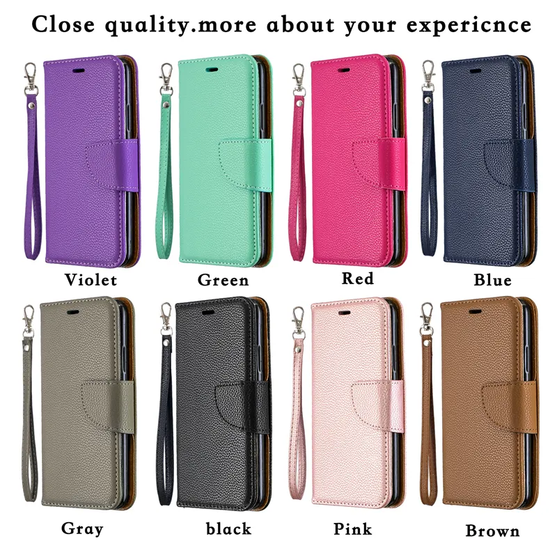 Litchi läderplånbok för huawei P50 P40 P30 P20 Mate 20 30 Pro Lite P Smart Z Plus Y5p Y6p Y7P 2020 Flip Phone Casess Cover