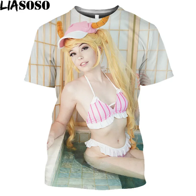 LIASOSO Belle Delphine Anime Cosplay T Shirt Daily Fashion Hentai Sexy Loli Girl Harajuku Streetwear Men Women Tee Shirt Tops 220622
