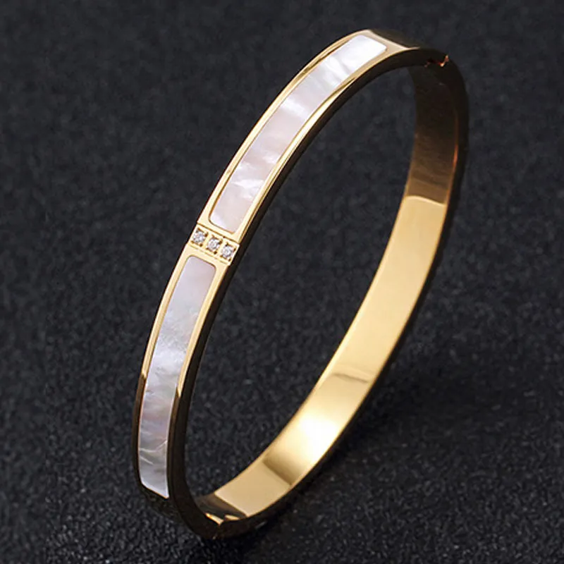 Shell Bangle feminino chave de fenda de aço inoxidável casal pulseira de ouro homens moda jóias presente do Dia dos Namorados para namorada accessor4472439