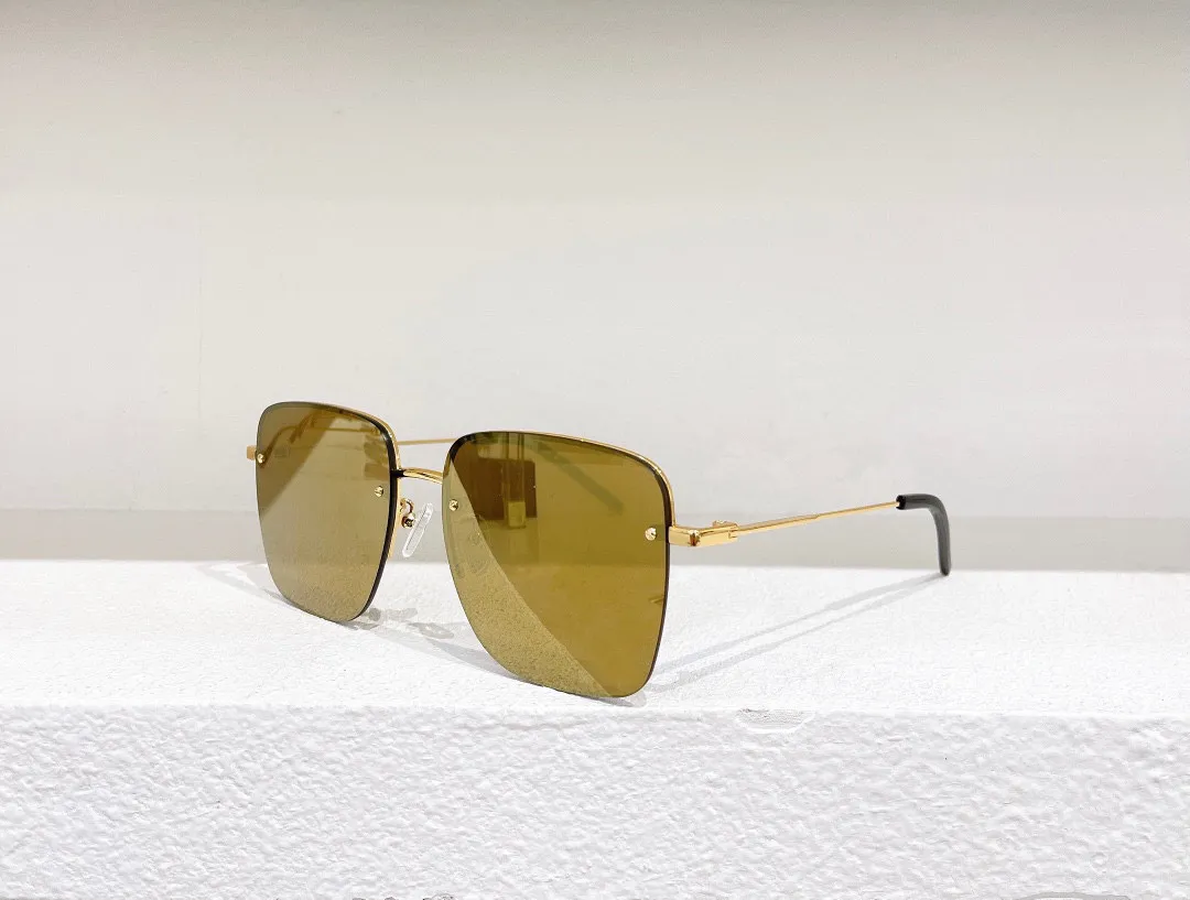 نظارة شمسية مربعة 312 Gold Metal Green Lradient Women Half Frame Sunnenbrille UV400 Protection Eyewear243z